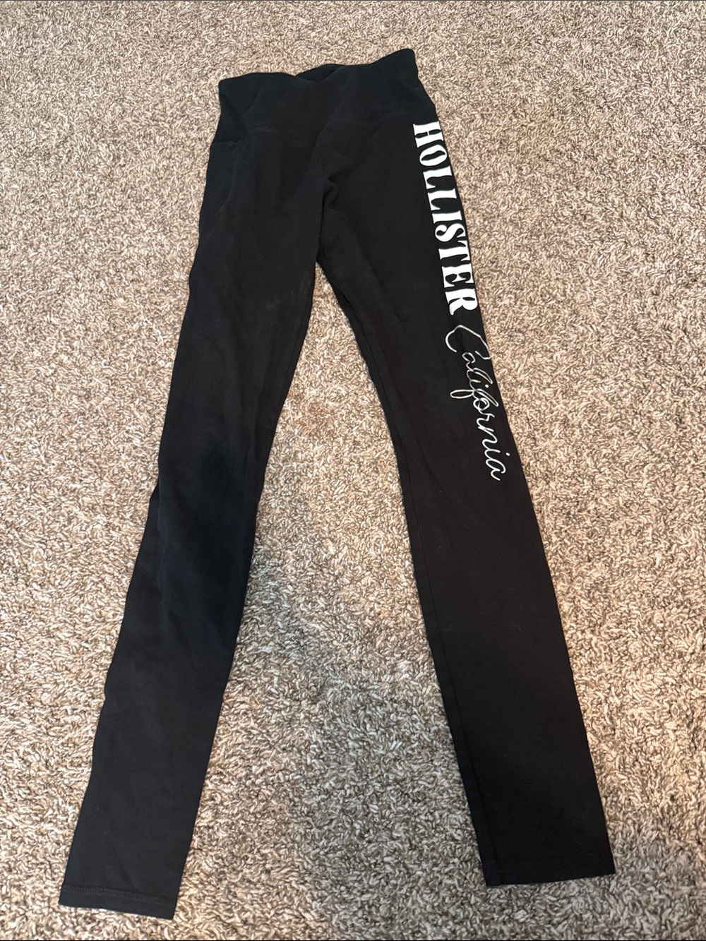 Hollister Black Leggings with White California Script